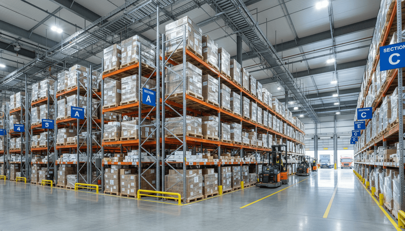 Moderne Logistikhalle mit optimierter Lagerfläche und Palettenlagerung